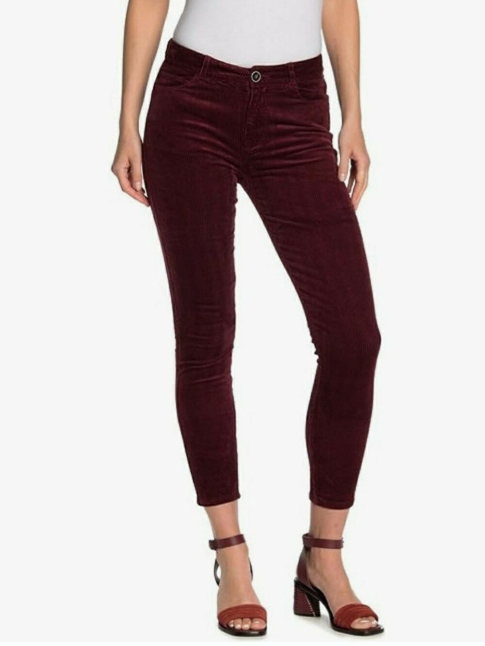 Paige Hoxton Ankle burgundy stretch corduroy pants Sz 27 Inseam-28.5" YYY